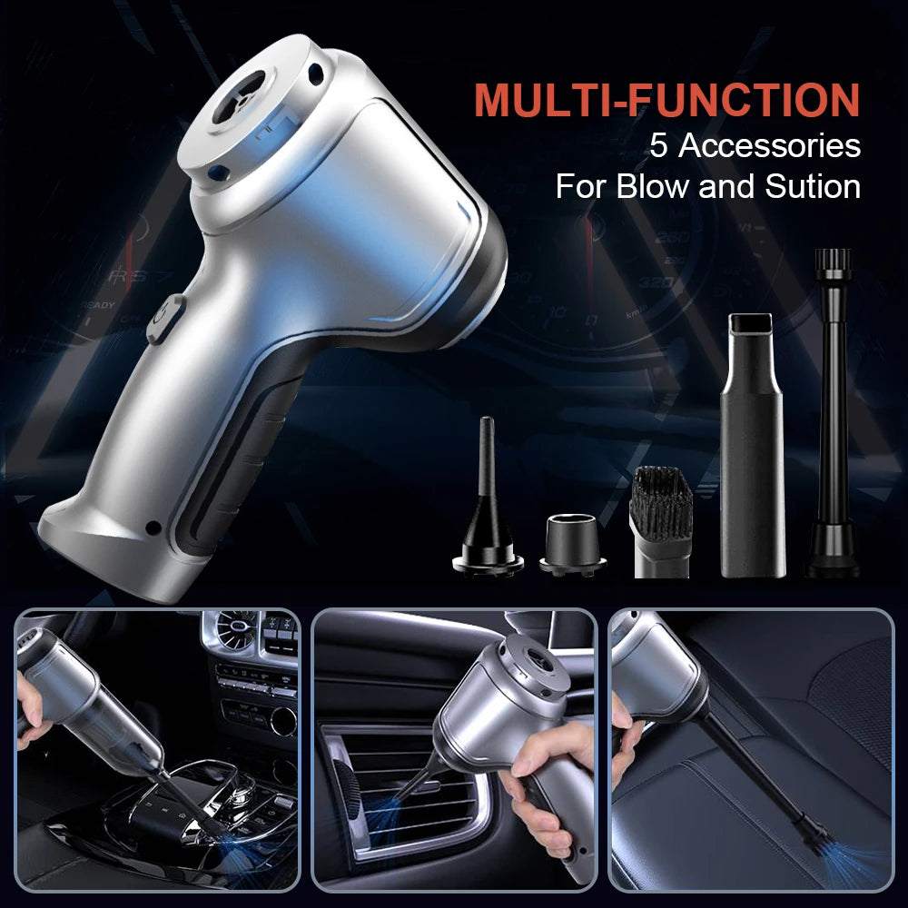 95000Pa Cordless Handheld Wet and Dry Car Vacuum Cleaner - Dual Use Mini Auto Vacuum for Home and Vehicle