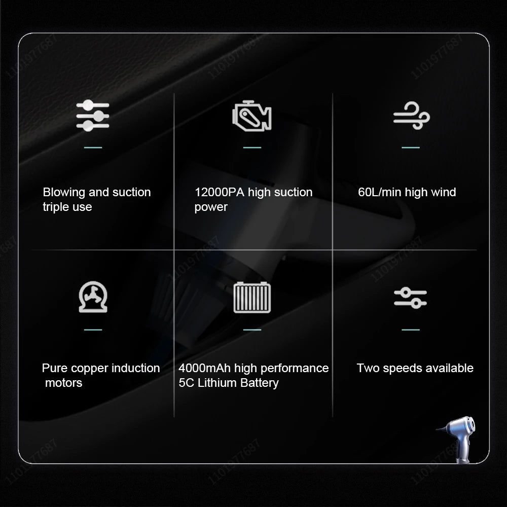 95000Pa Cordless Handheld Wet and Dry Car Vacuum Cleaner - Dual Use Mini Auto Vacuum for Home and Vehicle
