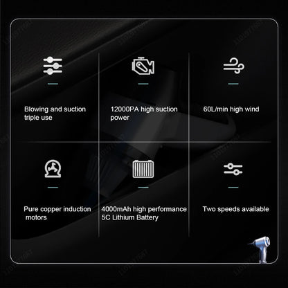 95000Pa Cordless Handheld Wet and Dry Car Vacuum Cleaner - Dual Use Mini Auto Vacuum for Home and Vehicle