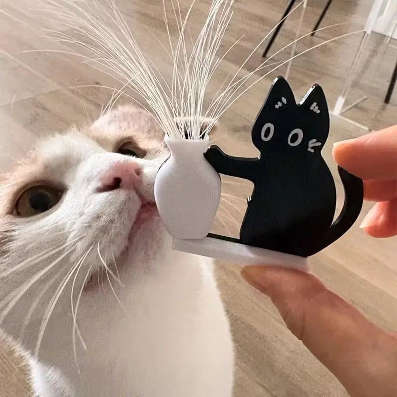 1Pc Cat Whisker Hair Collection, Black Cat Vase Fridge Magnet, Kitten Pushing Bottle Acrylic Magnetic Fridge Magnet, Cat Keepsake, Vase for Flower Arrangement, Multi-Purpose, Fun and Playful Small Gift for Classmates, Home Decor