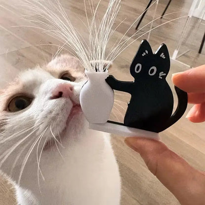 1Pc Cat Whisker Hair Collection, Black Cat Vase Fridge Magnet, Kitten Pushing Bottle Acrylic Magnetic Fridge Magnet, Cat Keepsake, Vase for Flower Arrangement, Multi-Purpose, Fun and Playful Small Gift for Classmates, Home Decor