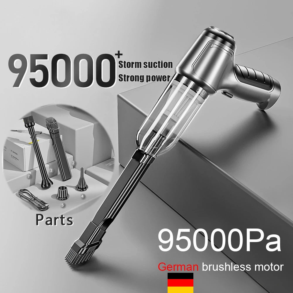 95000Pa Cordless Handheld Wet and Dry Car Vacuum Cleaner - Dual Use Mini Auto Vacuum for Home and Vehicle