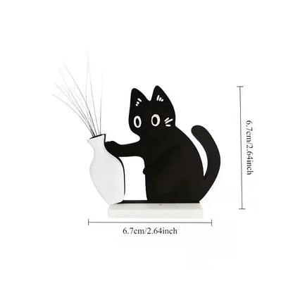 1Pc Cat Whisker Hair Collection, Black Cat Vase Fridge Magnet, Kitten Pushing Bottle Acrylic Magnetic Fridge Magnet, Cat Keepsake, Vase for Flower Arrangement, Multi-Purpose, Fun and Playful Small Gift for Classmates, Home Decor