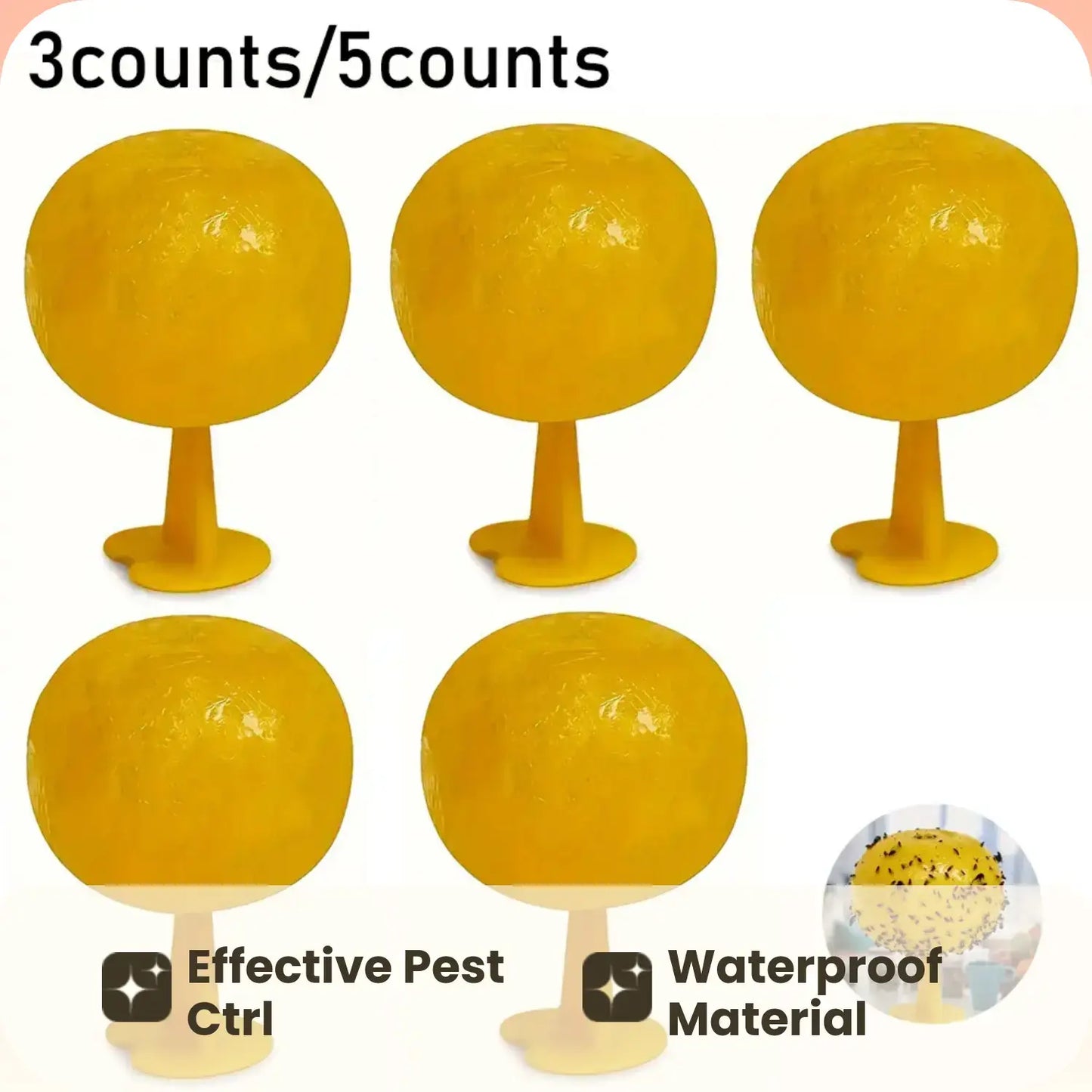 Fruit Fly Balls, Fly Trap Sticky Ball, Insect Ball Traps, Fruit Fly Killer, Waterproof & Heat-Resistant Household Orchard Garden Sticky Ball Fly Catcher for Indoor Outdoor